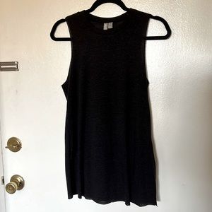 ASOS DESIGN Tall sleeveless top with side split in linen mix in black